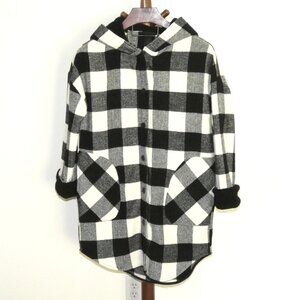 NEW RDI Black White Buffalo Plaid Hooded Jacket
